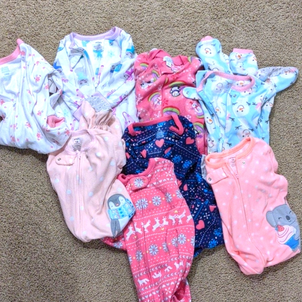 Fleece footed sleepers, girl 18m